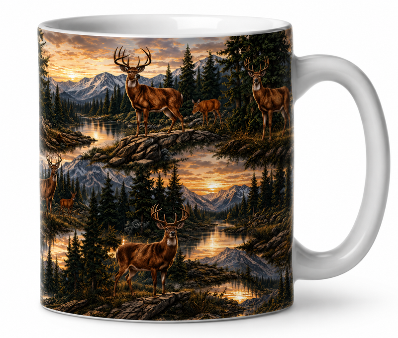 Majestic Mountain Deer Coffee Mug – 15oz