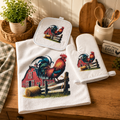 Rustic Rooster Terry Cloth Kitchen Towel Set