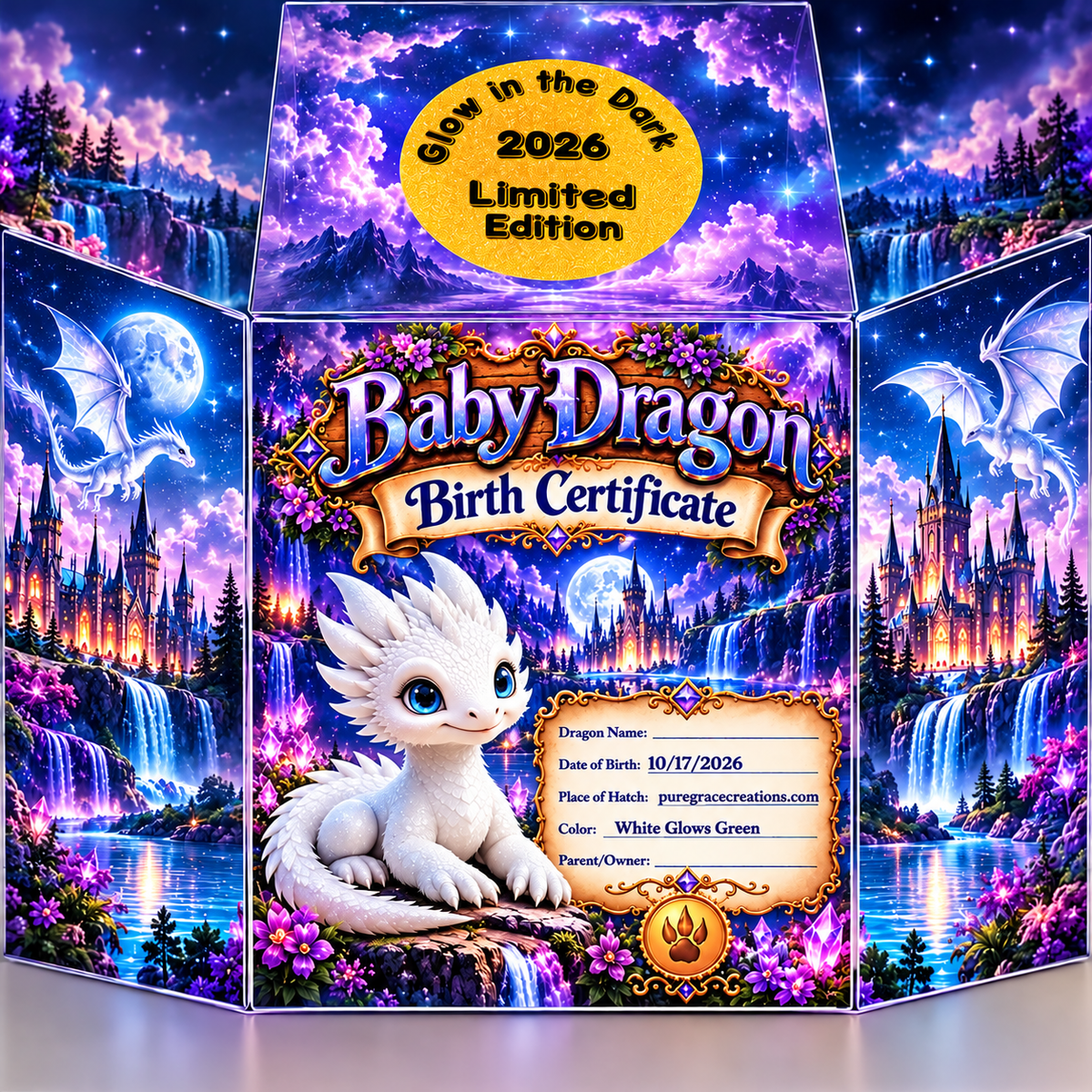 Name your Dragon with pillow and Birth Certificate Toy