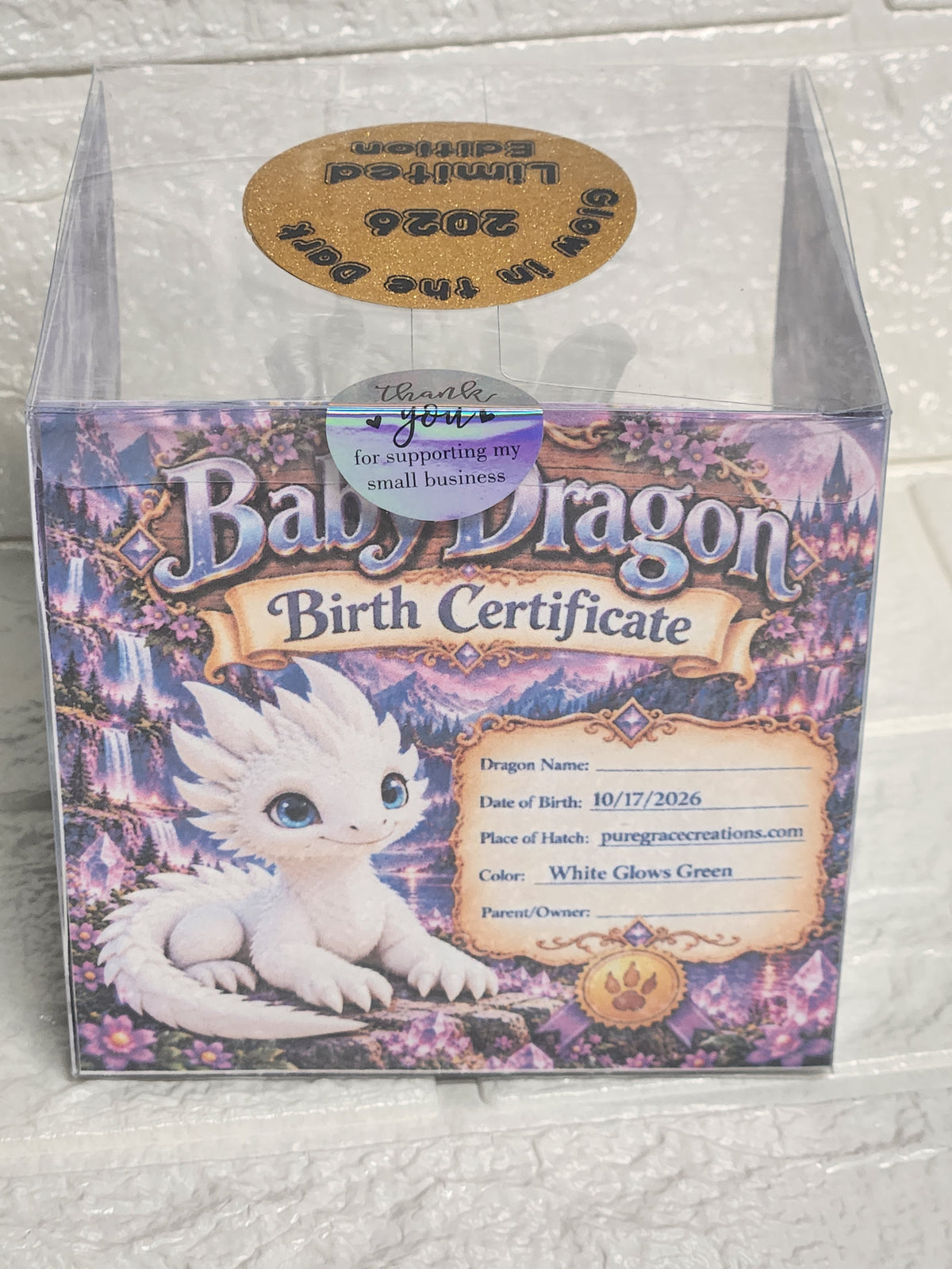 Name your Dragon with pillow and Birth Certificate Toy